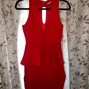 Charlotte Russe Red Keyhole Peplum Mini Dress